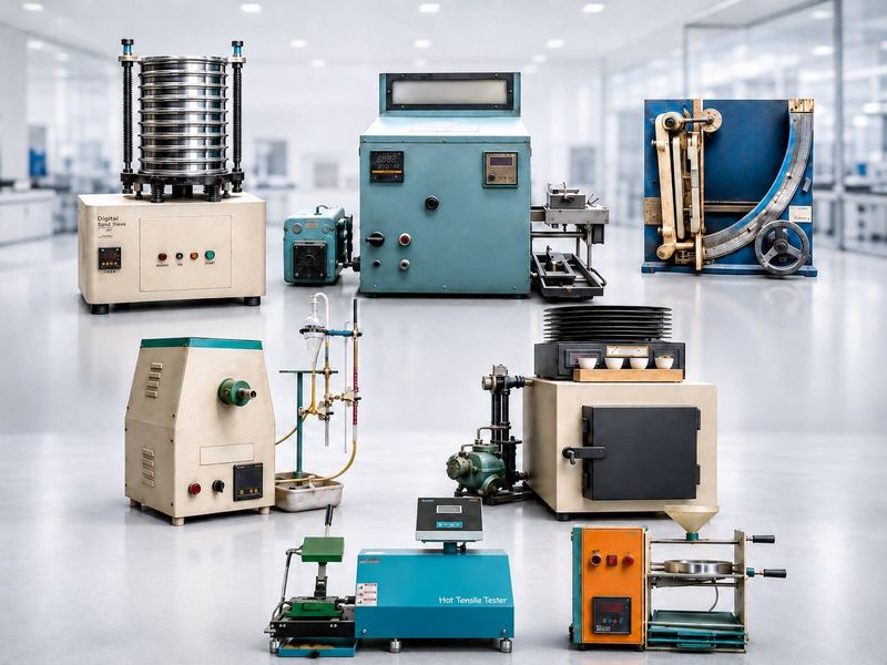 Swastik Sand in-house quality testing laboratory - sand sieve, gas determinator, transverse strength tester and HTS equipment